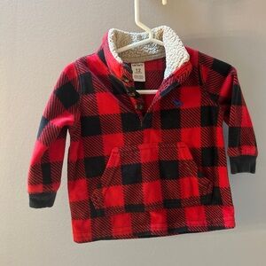 Carter’s size 12 month buffalo plaid pullover fleece. 3 buttons